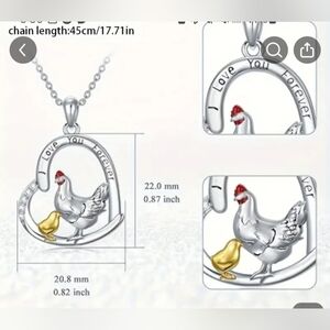 NWT 14k white gold plated chicken necklace